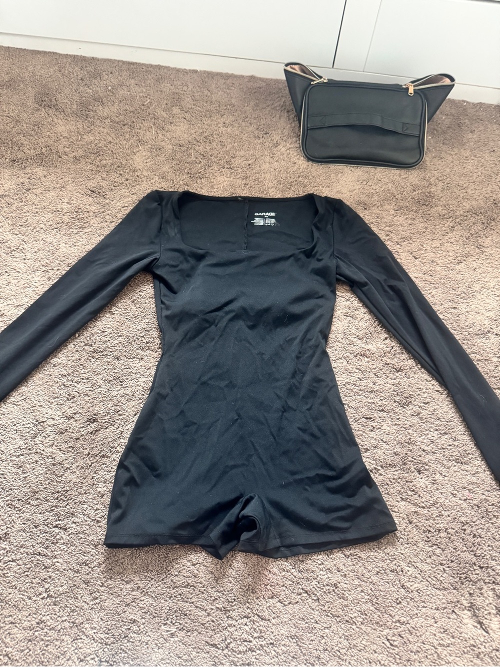 Garage Black Romper with Square Neck